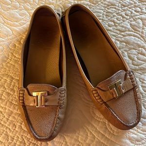 Tory Burch Tan loafers, 7 1/2, suede tops.